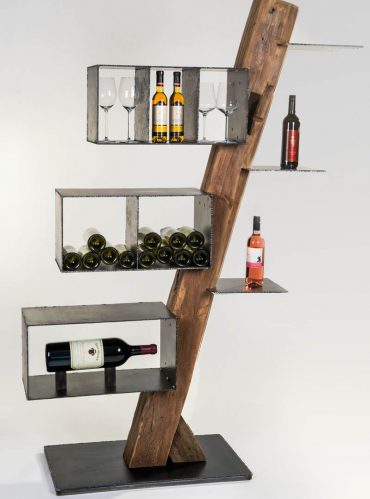 Säulen Regal aus Altholz & Stahl - Barrique Möbel Säulen Regal aus Altholz & Stahl - Barrique Möbel