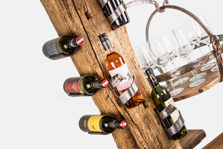 Weinbar / Weinregal aus Altholz & Stahl - Barrique Weinmöbel aus Österreich